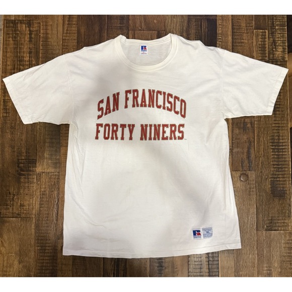 VTG 90s San Fransisco 49ers‎ XL Russell Athletic Made In USA NFL White Football - Picture 1 of 9